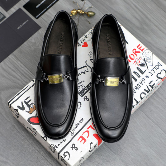 Dolce & Gabbana DG Men's Business Slip-On Dress Shoes with Metal Buckle