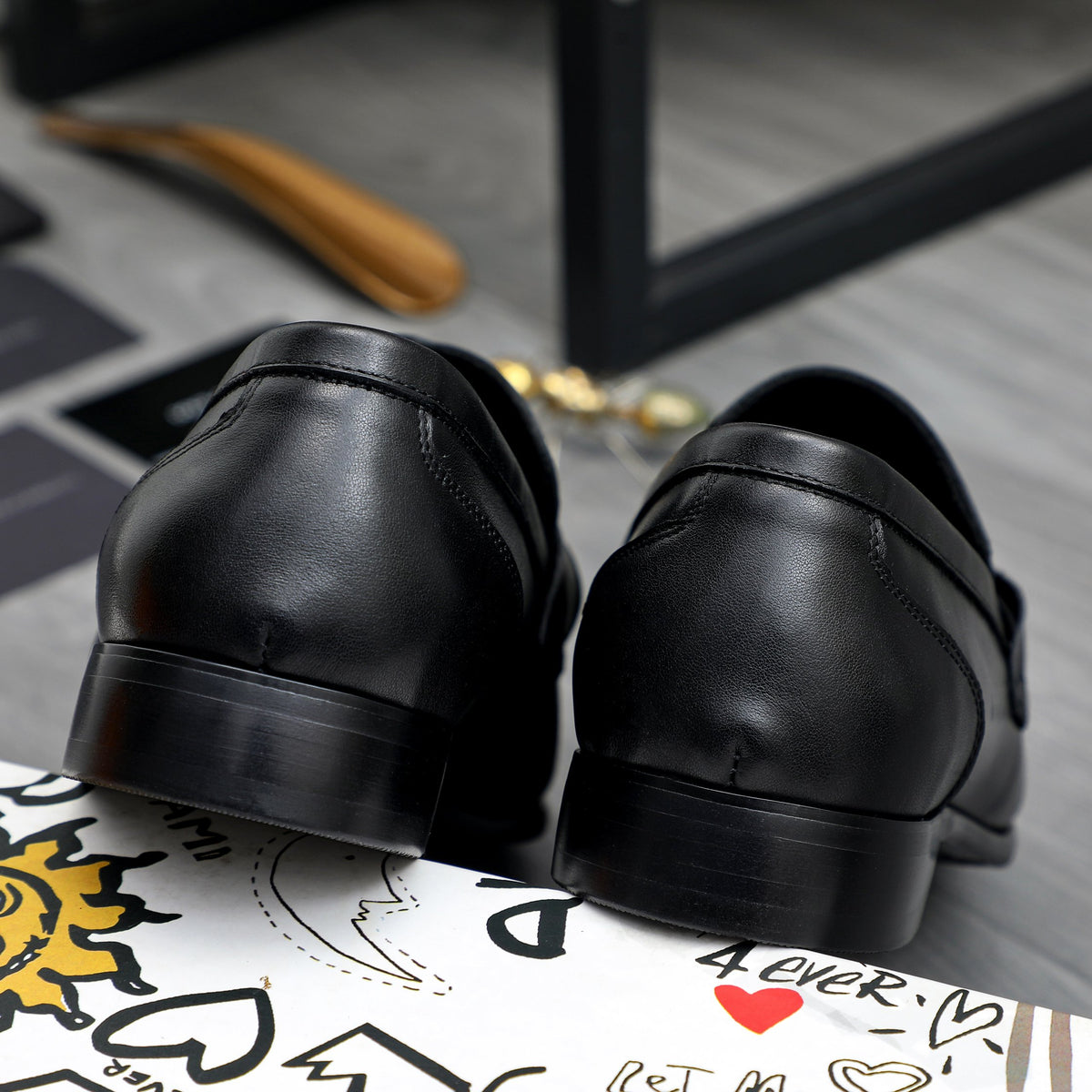 Dolce & Gabbana DG Men's Business Slip-On Dress Shoes with Metal Buckle