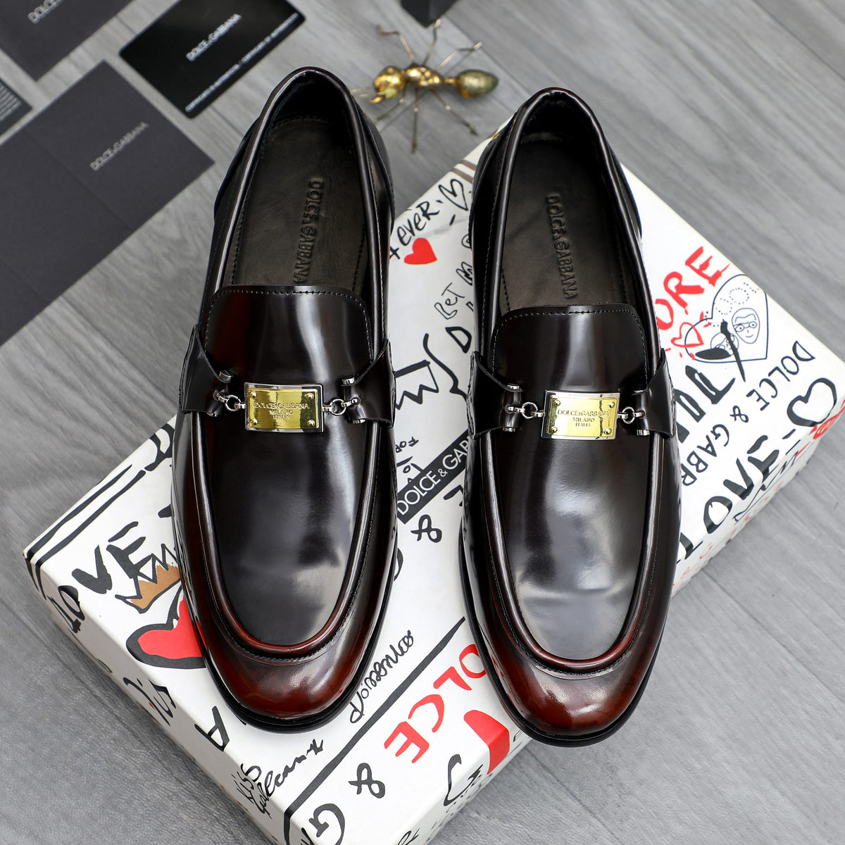 Dolce & Gabbana DG Men's Business Slip-On Dress Shoes with Metal Buckle