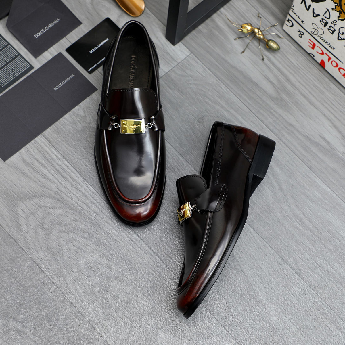 Dolce & Gabbana DG Men's Business Slip-On Dress Shoes with Metal Buckle