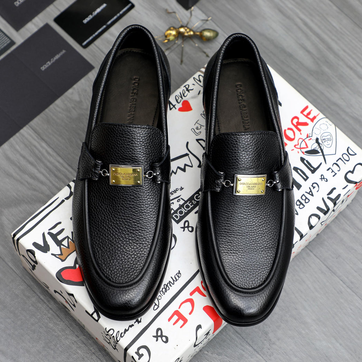 Dolce & Gabbana DG Men's Business Slip-On Dress Shoes with Metal Buckle