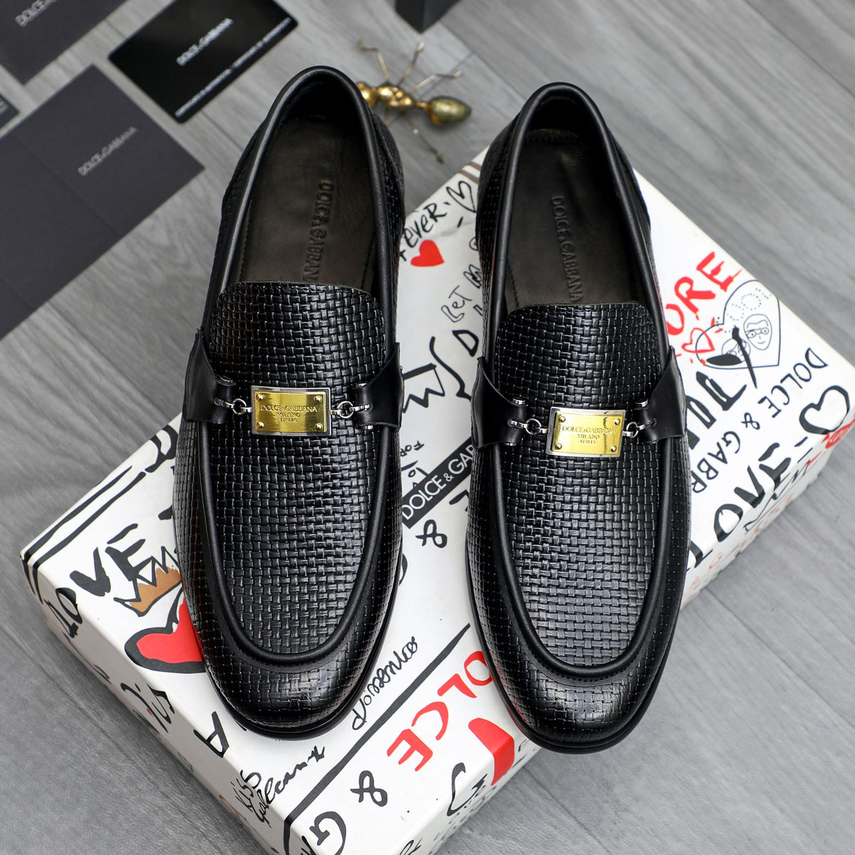 Dolce & Gabbana DG Men's Business Slip-On Dress Shoes with Metal Buckle