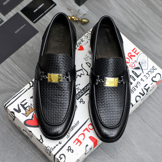 Dolce & Gabbana DG Men's Business Slip-On Dress Shoes with Metal Buckle