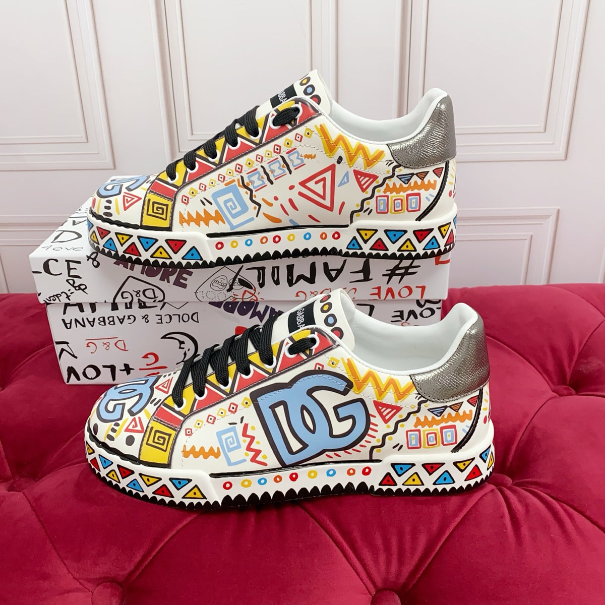 Dolce & Gabbana DG Heavy-Craft Calfskin Sneakers with 5D Accents