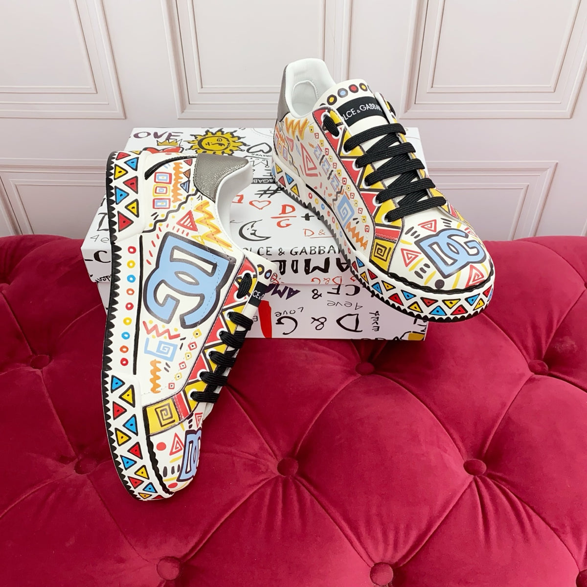 Dolce & Gabbana DG Heavy-Craft Calfskin Sneakers with 5D Accents