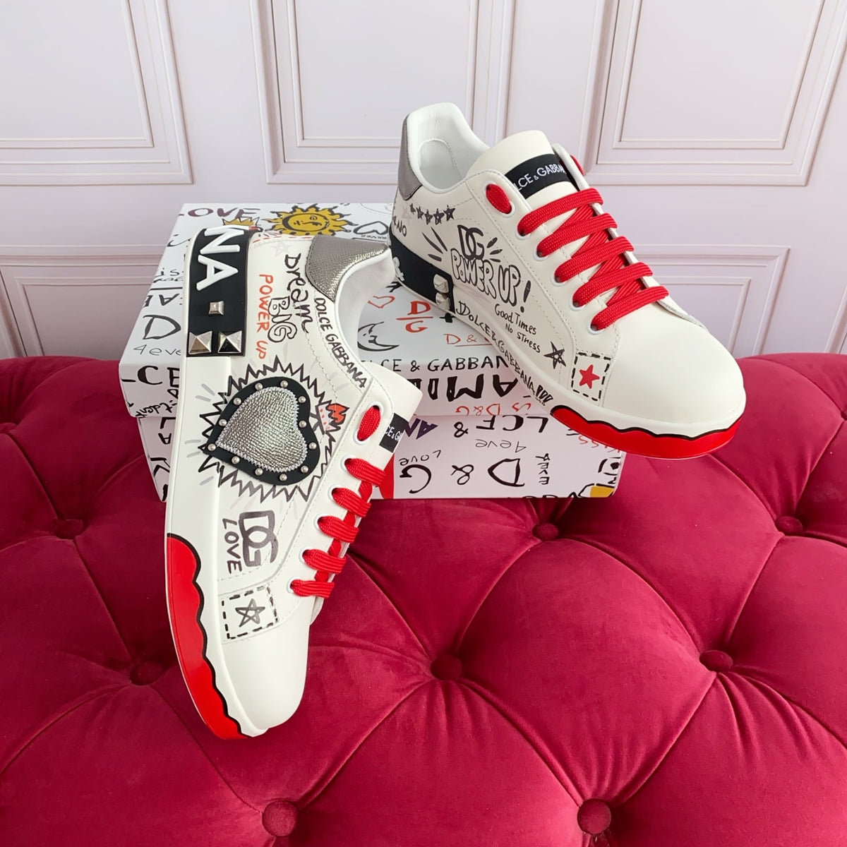 Dolce & Gabbana DG Heavy-Craft Calfskin Sneakers with 5D Accents