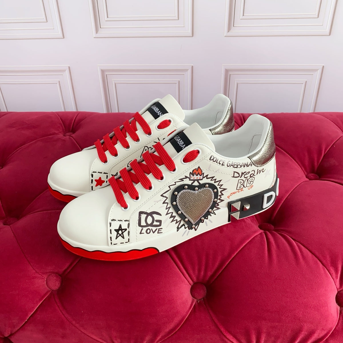 Dolce & Gabbana DG Heavy-Craft Calfskin Sneakers with 5D Accents