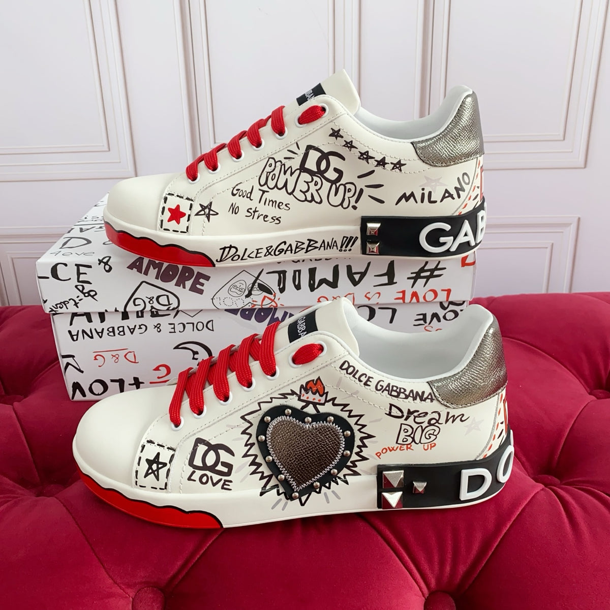 Dolce & Gabbana DG Heavy-Craft Calfskin Sneakers with 5D Accents