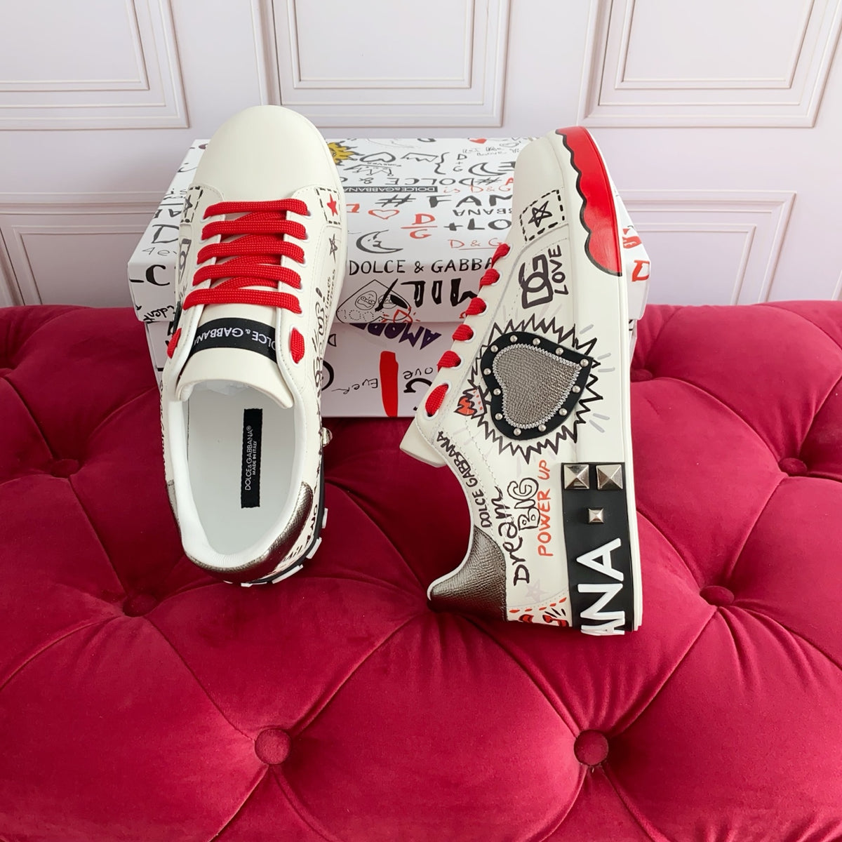 Dolce & Gabbana DG Heavy-Craft Calfskin Sneakers with 5D Accents