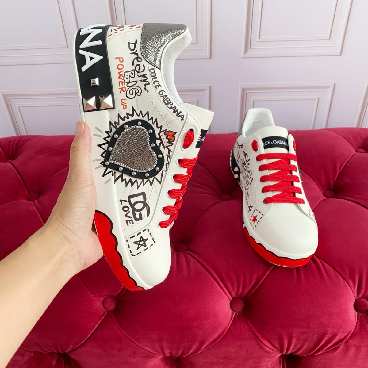 Dolce & Gabbana DG Heavy-Craft Calfskin Sneakers with 5D Accents