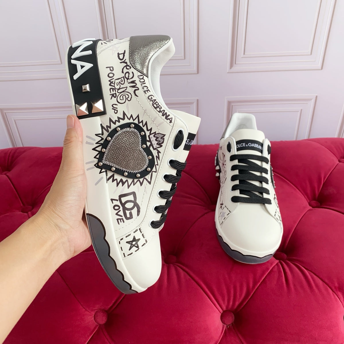 Dolce & Gabbana DG Heavy-Craft Calfskin Sneakers with 5D Accents