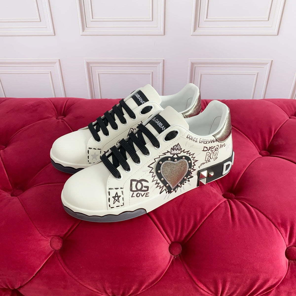 Dolce & Gabbana DG Heavy-Craft Calfskin Sneakers with 5D Accents