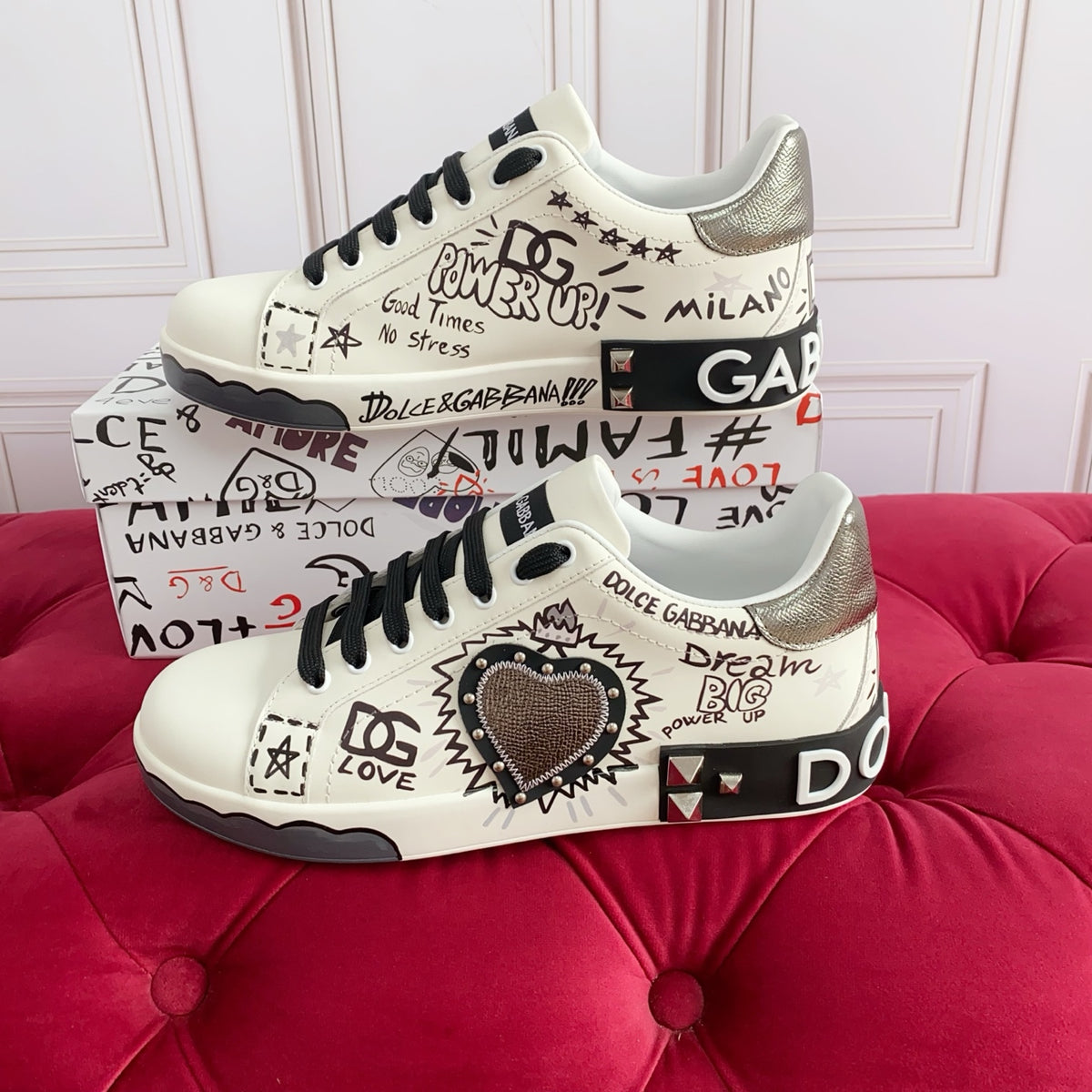 Dolce & Gabbana DG Heavy-Craft Calfskin Sneakers with 5D Accents