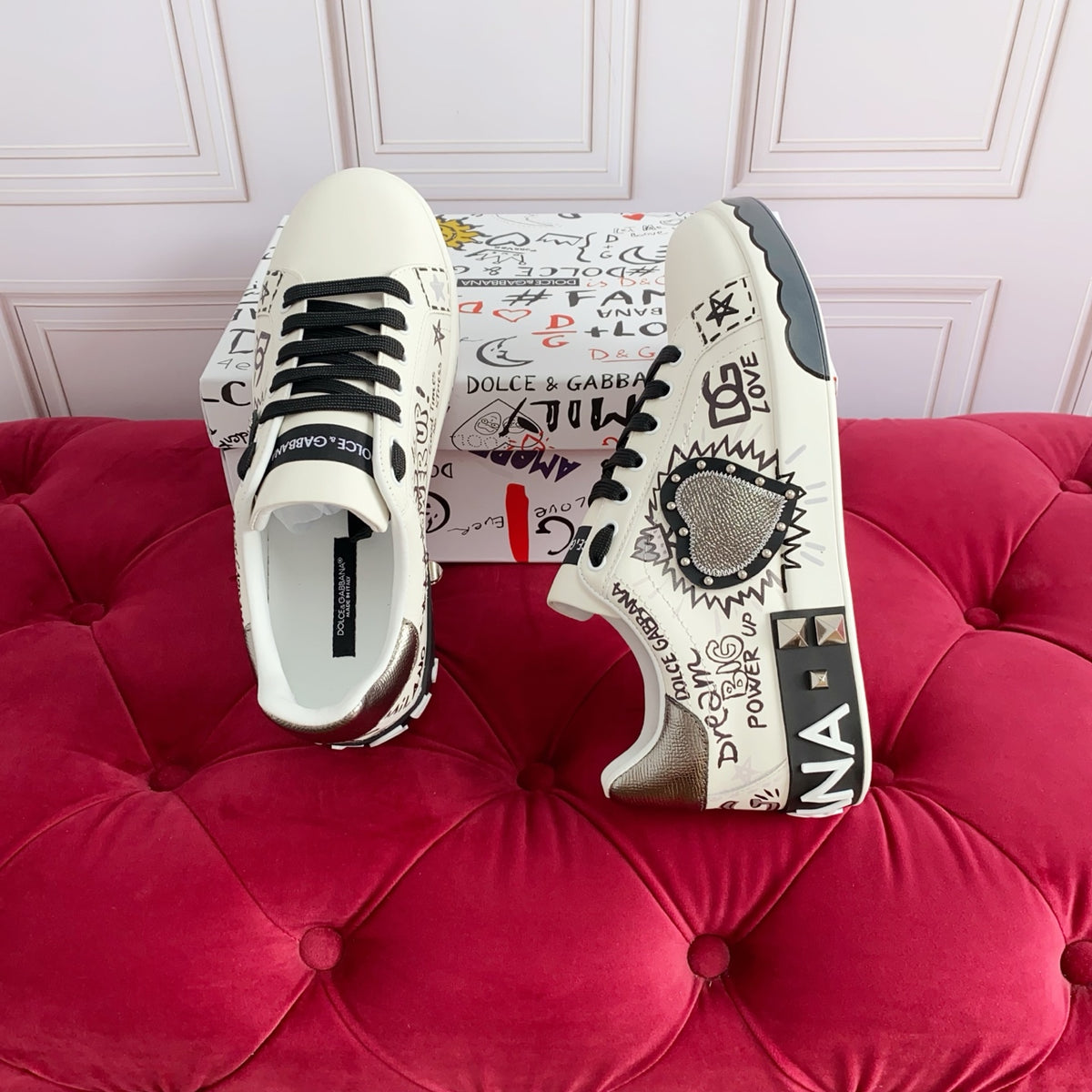 Dolce & Gabbana DG Heavy-Craft Calfskin Sneakers with 5D Accents