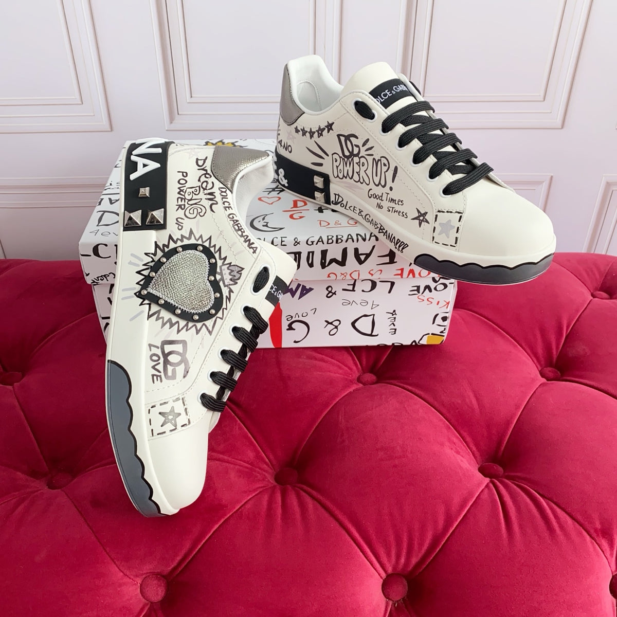Dolce & Gabbana DG Heavy-Craft Calfskin Sneakers with 5D Accents