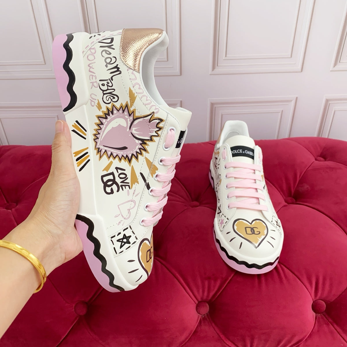 Dolce & Gabbana DG Heavy-Craft Calfskin Sneakers with 5D Accents