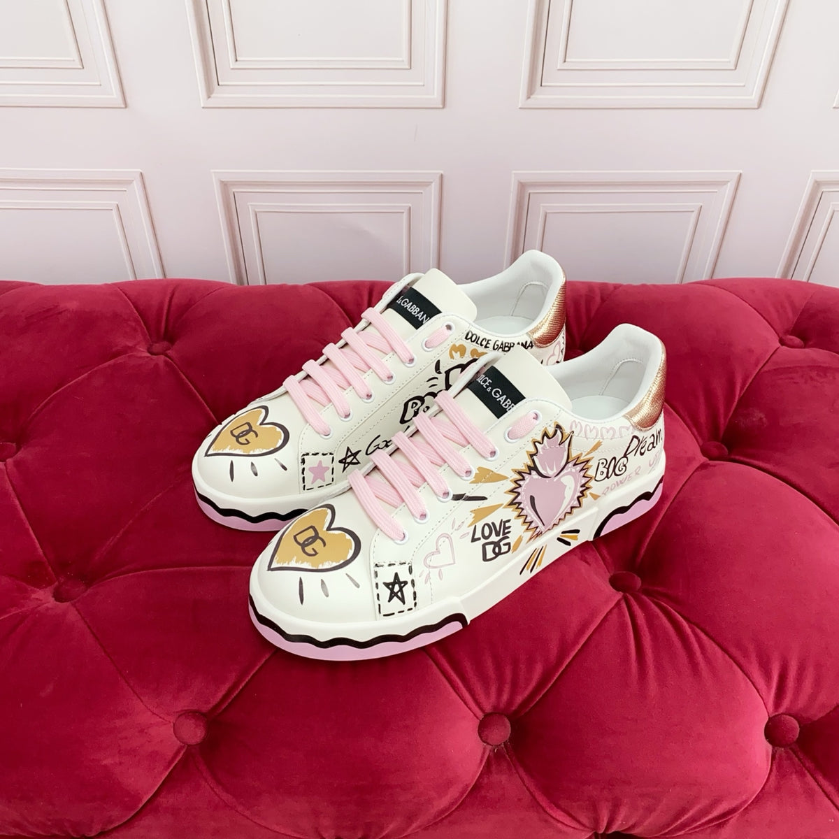 Dolce & Gabbana DG Heavy-Craft Calfskin Sneakers with 5D Accents