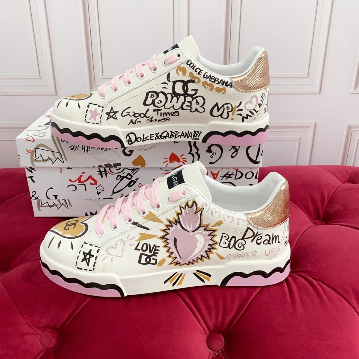 Dolce & Gabbana DG Heavy-Craft Calfskin Sneakers with 5D Accents