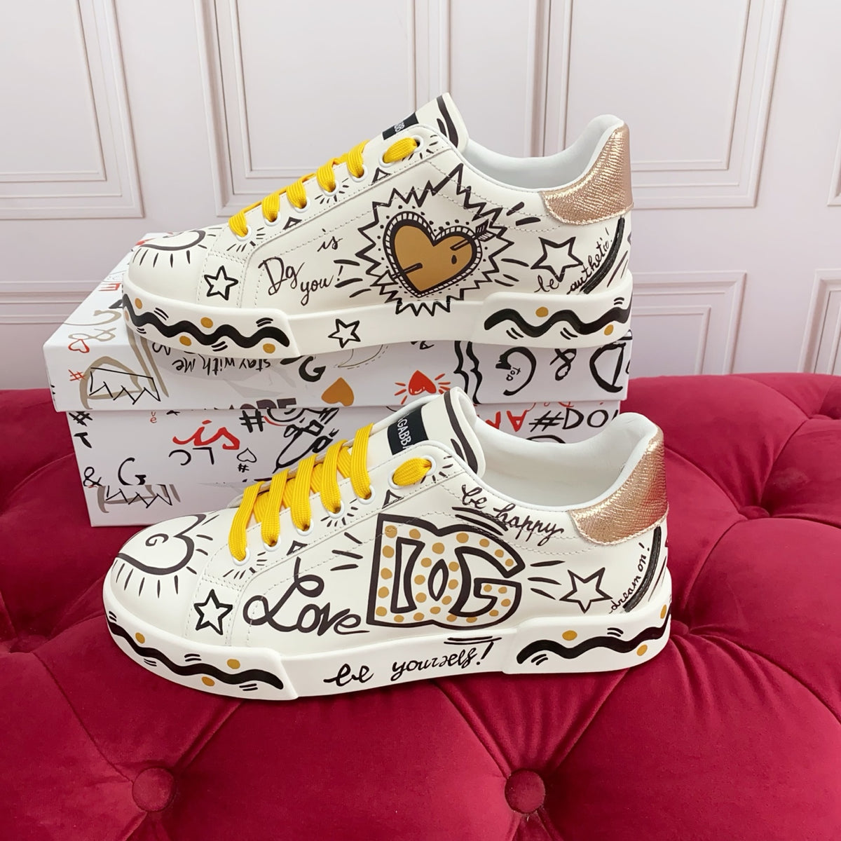 Dolce & Gabbana DG Heavy-Craft Calfskin Sneakers with 5D Accents