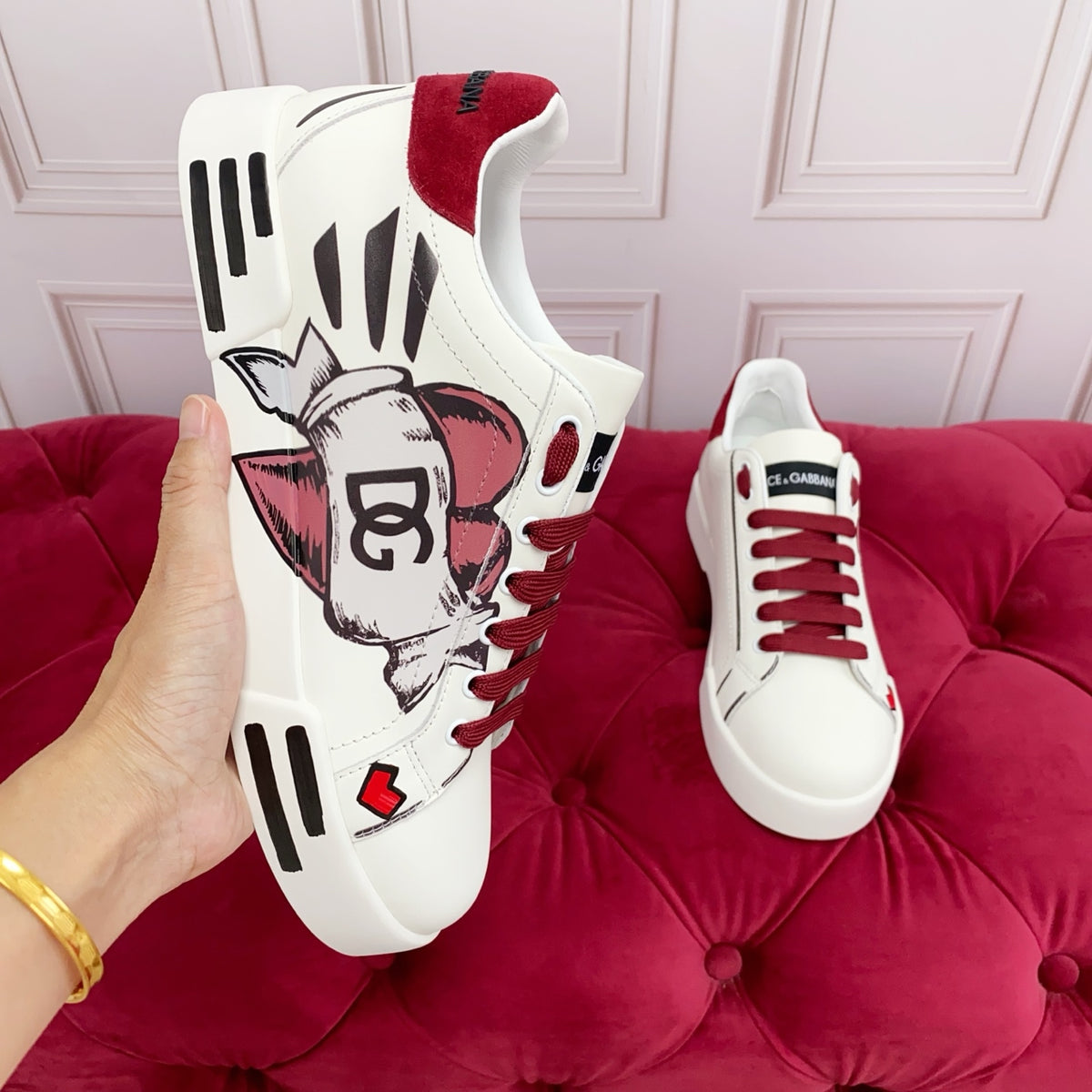 Dolce & Gabbana DG Heavy-Craft Calfskin Sneakers with 5D Accents