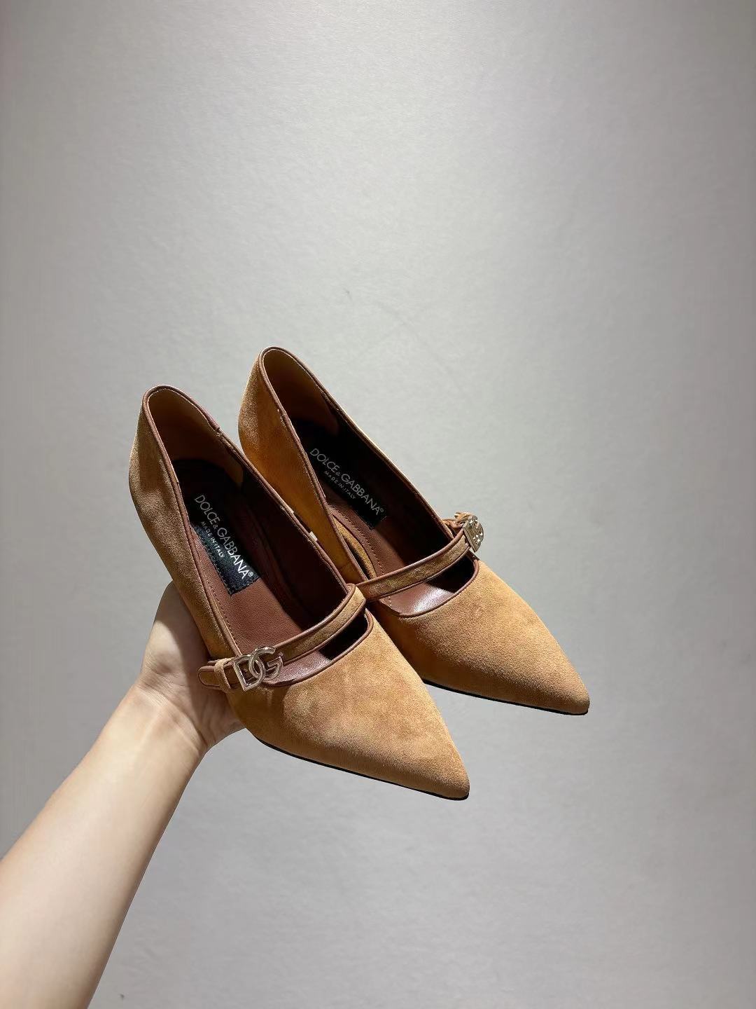Dolce & Gabbana DG Women's Pointed-Toe Leather Heels