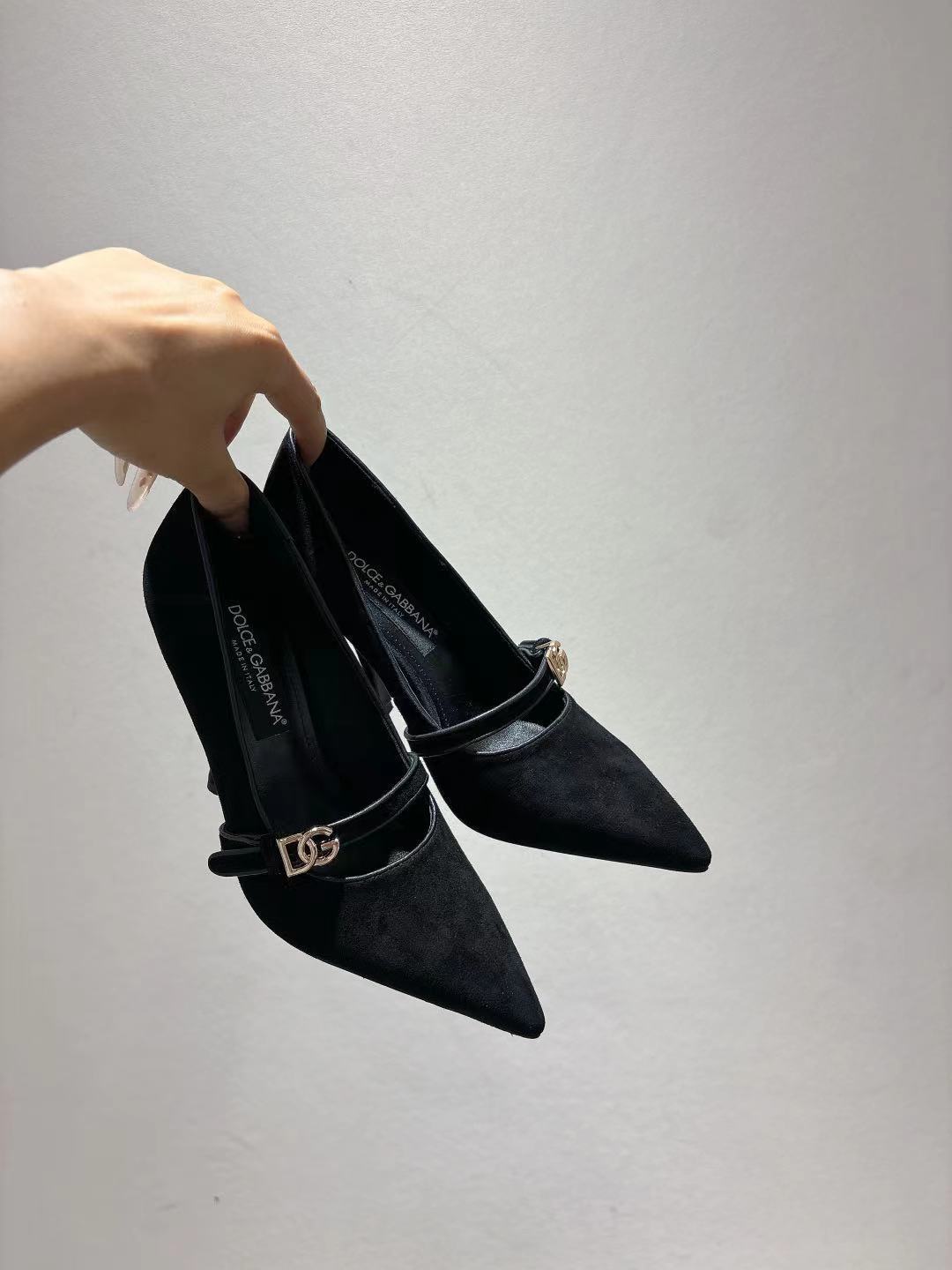 Dolce & Gabbana DG Women's Pointed-Toe Leather Heels