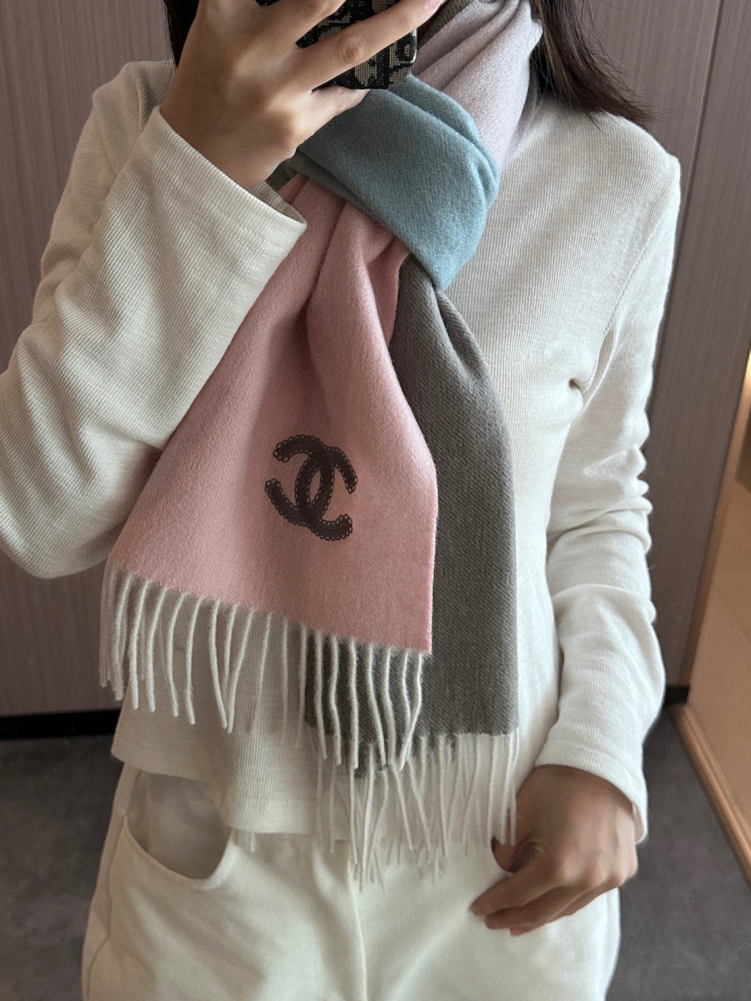 multicolor hollow Scarf for unisex couple - alternate angle view 2