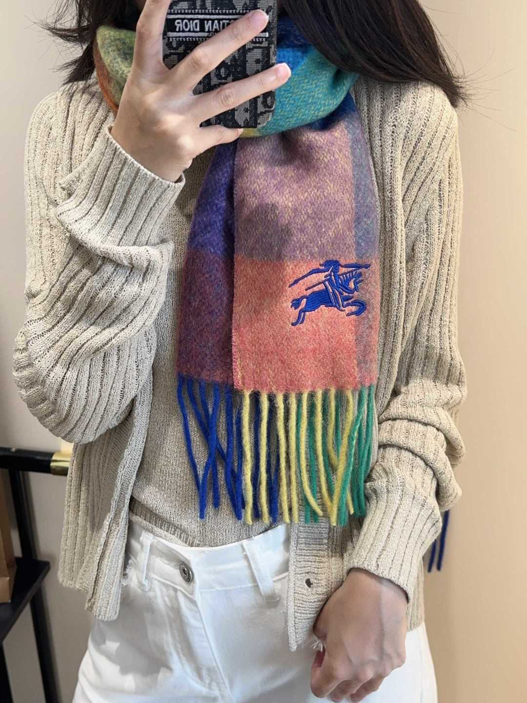 contrast color edgy Scarf for unisex couple - alternate angle view 2