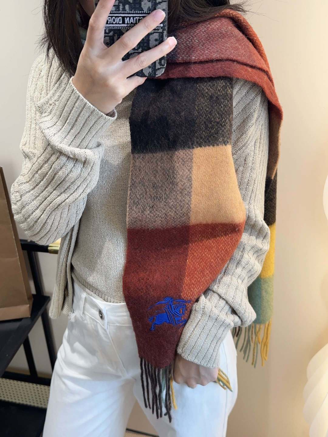 contrast color edgy Scarf for unisex couple - product detail view