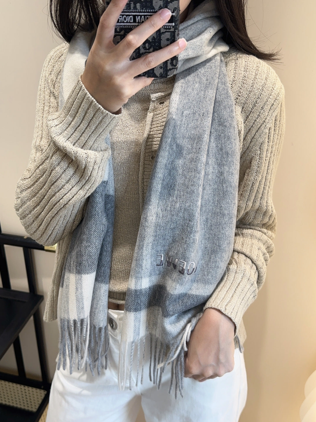 contrast color edgy Scarf for unisex couple - alternate angle view 2