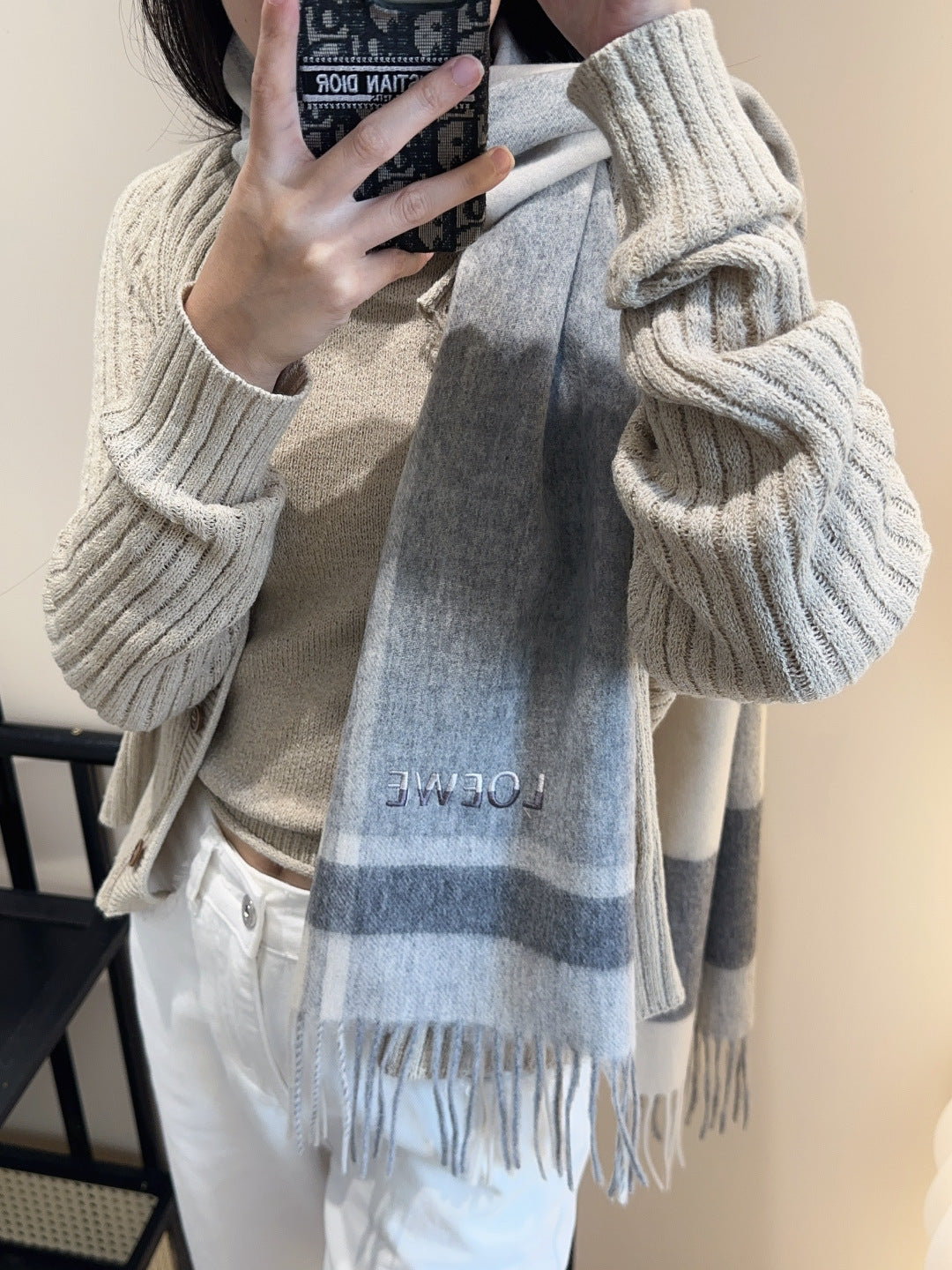 contrast color edgy Scarf for unisex couple - product detail view