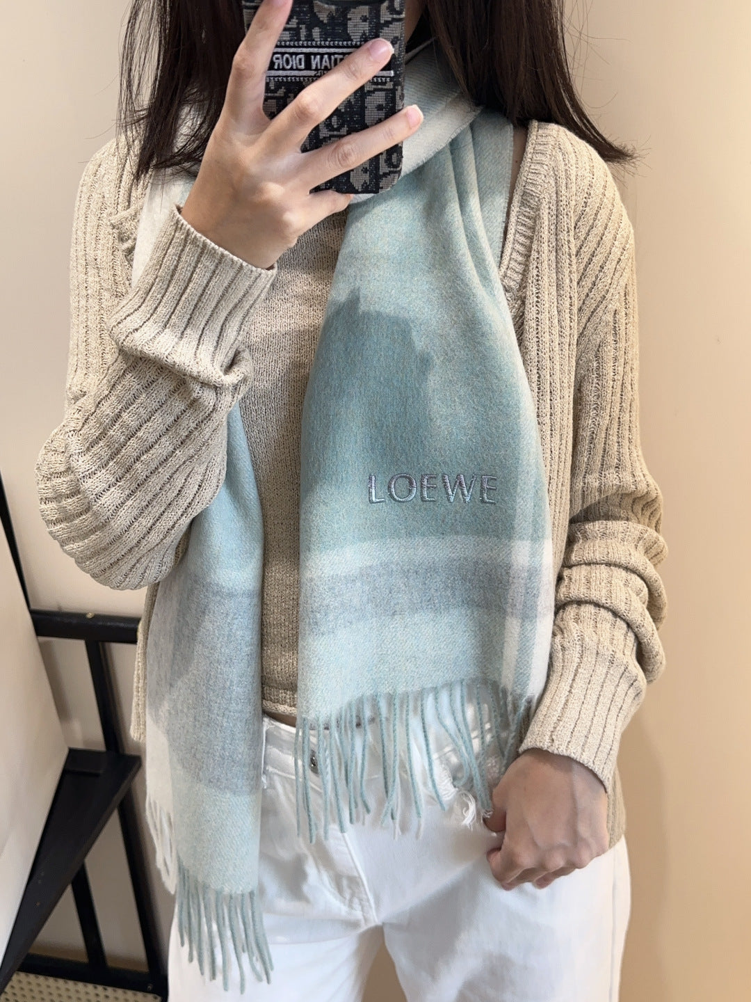 contrast color edgy Scarf for unisex couple - alternate angle view 2