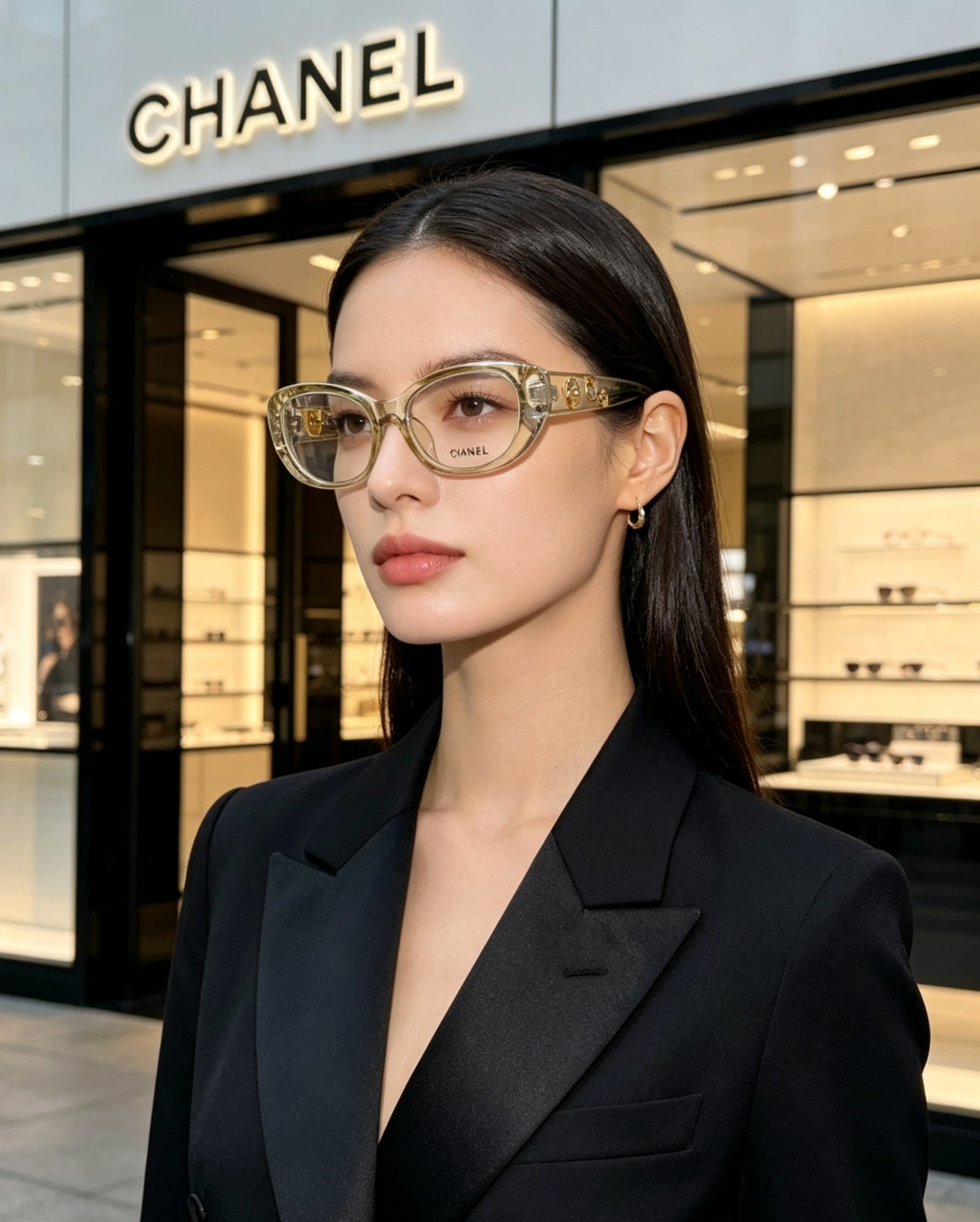 yellow enamel floral Glasses Frame for women - product detail view