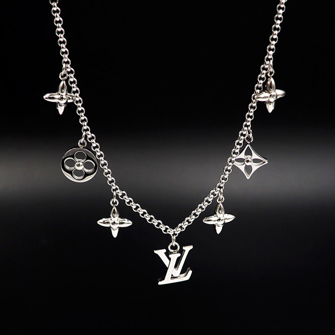 silver metal floral Necklace for women - alternate angle view 7