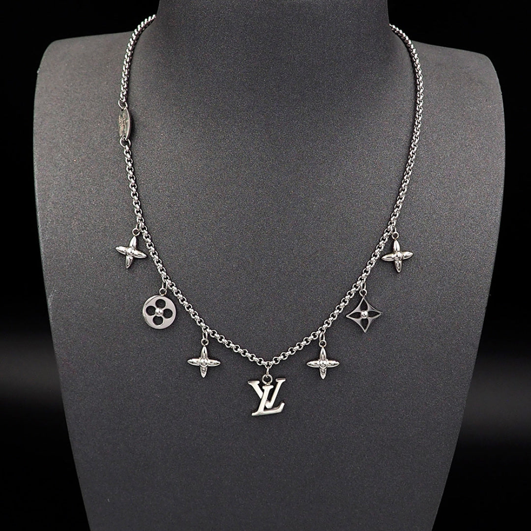silver metal floral Necklace for women - alternate angle view 8