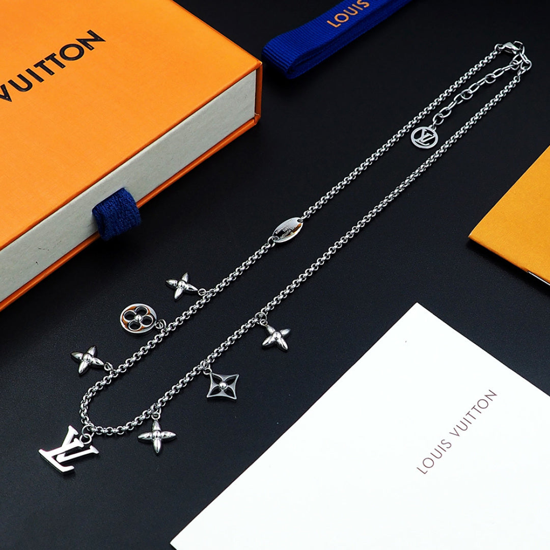 silver metal floral Necklace for women - alternate angle view 6