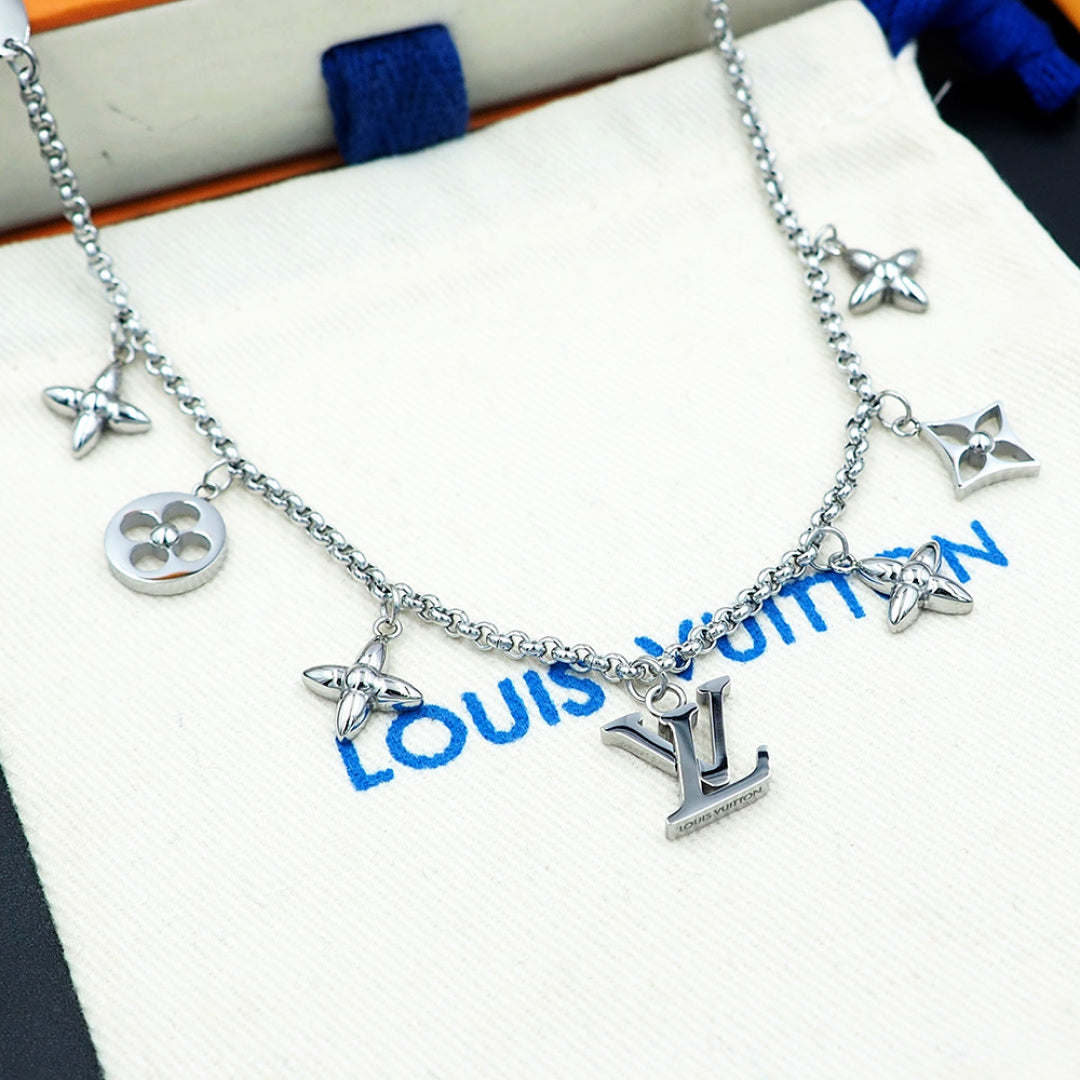 silver metal floral Necklace for women - alternate angle view 10