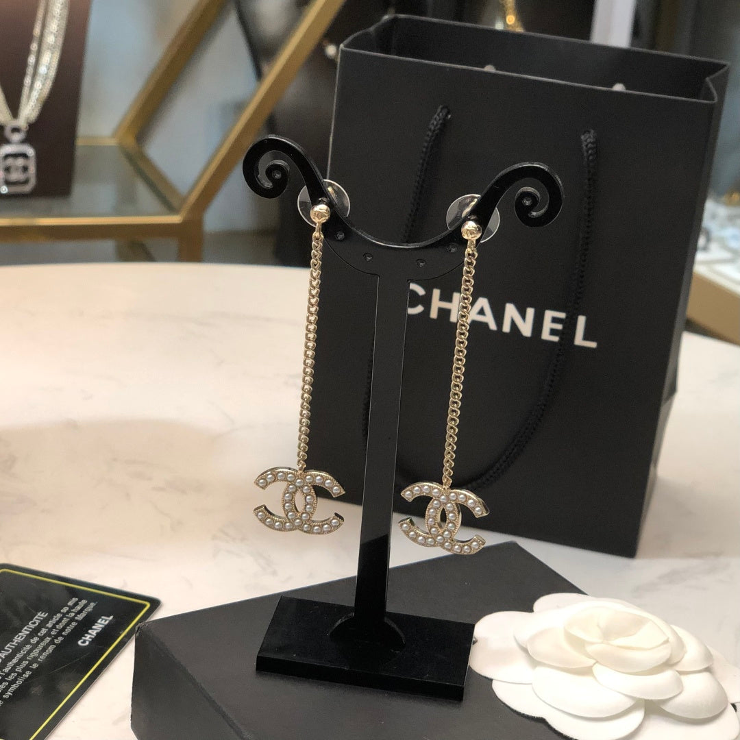 silver 925 sterling silver pearl Drop Earrings for women - product detail view
