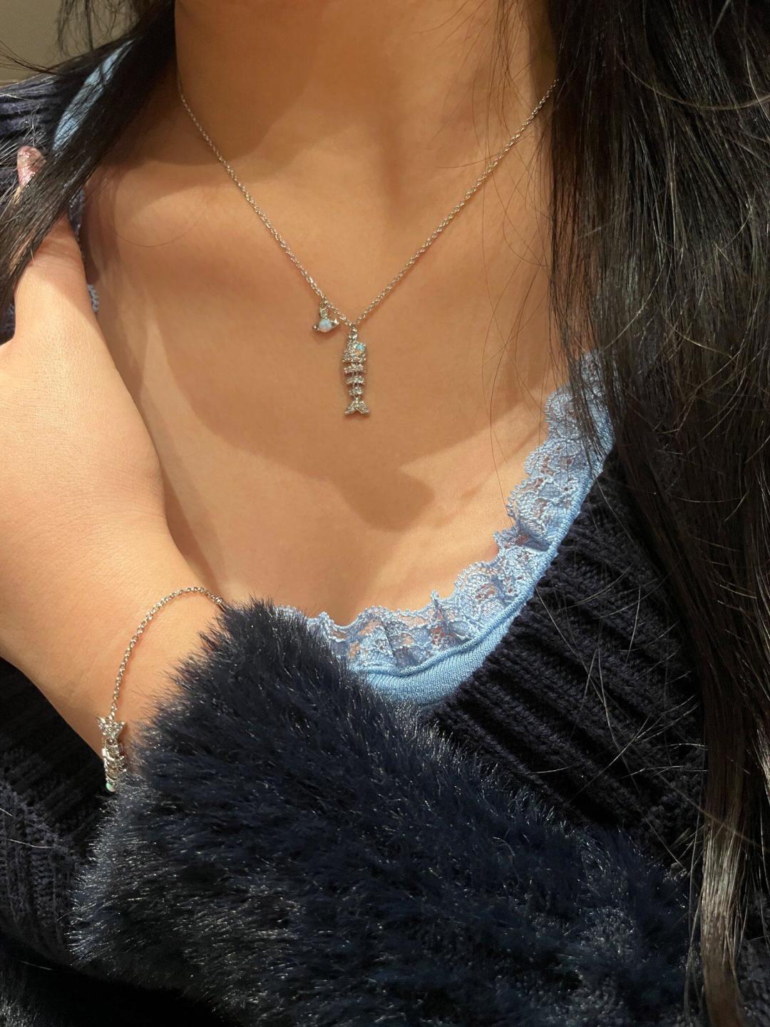 crystal crystal inlaid Necklace for women - alternate angle view 2