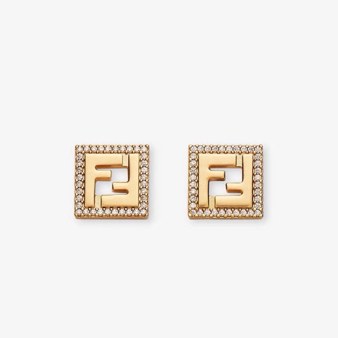 yellow brass delicate Stud Earrings for kids - alternate angle view 2