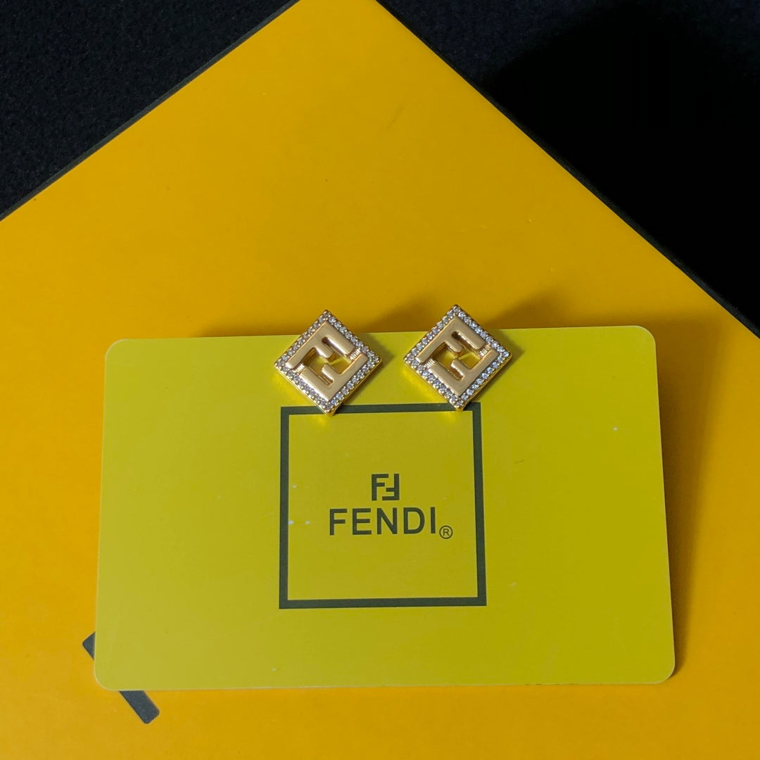yellow brass delicate Stud Earrings for kids - alternate angle view 5