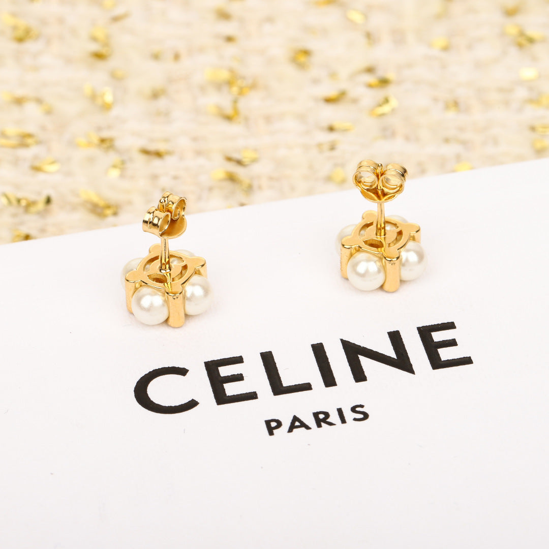 pearl Stud Earrings for unisex couple - alternate angle view 2
