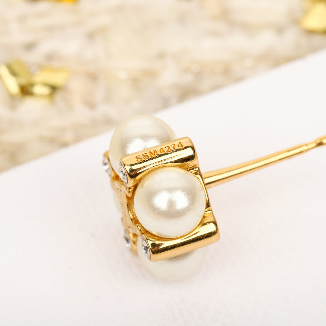pearl Stud Earrings for unisex couple - alternate angle view 5
