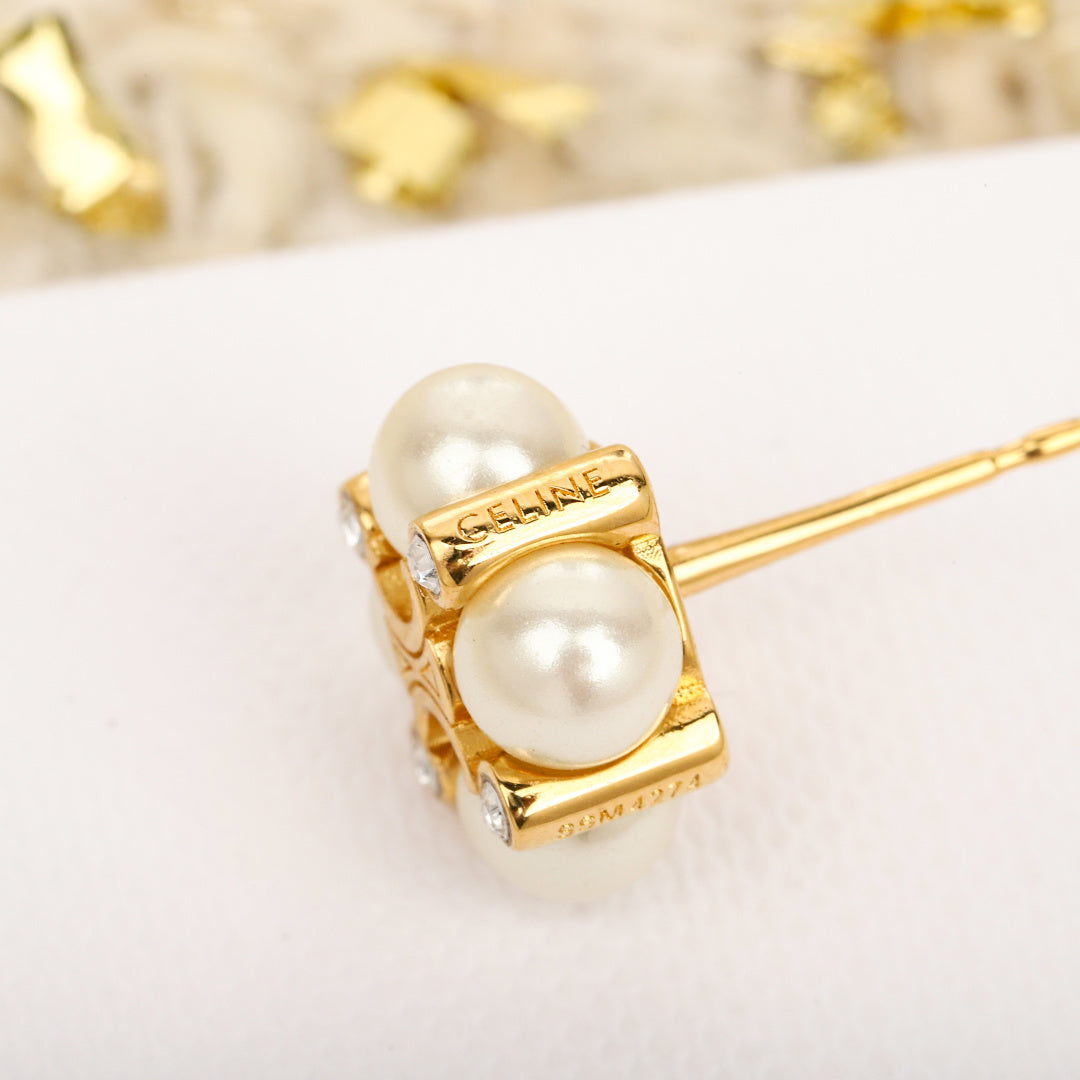 pearl Stud Earrings for unisex couple - alternate angle view 6