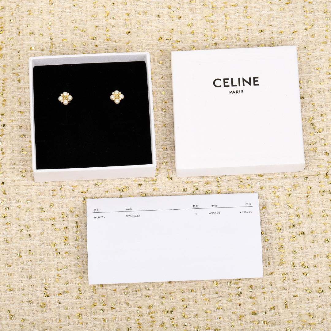 pearl Stud Earrings for unisex couple - alternate angle view 3