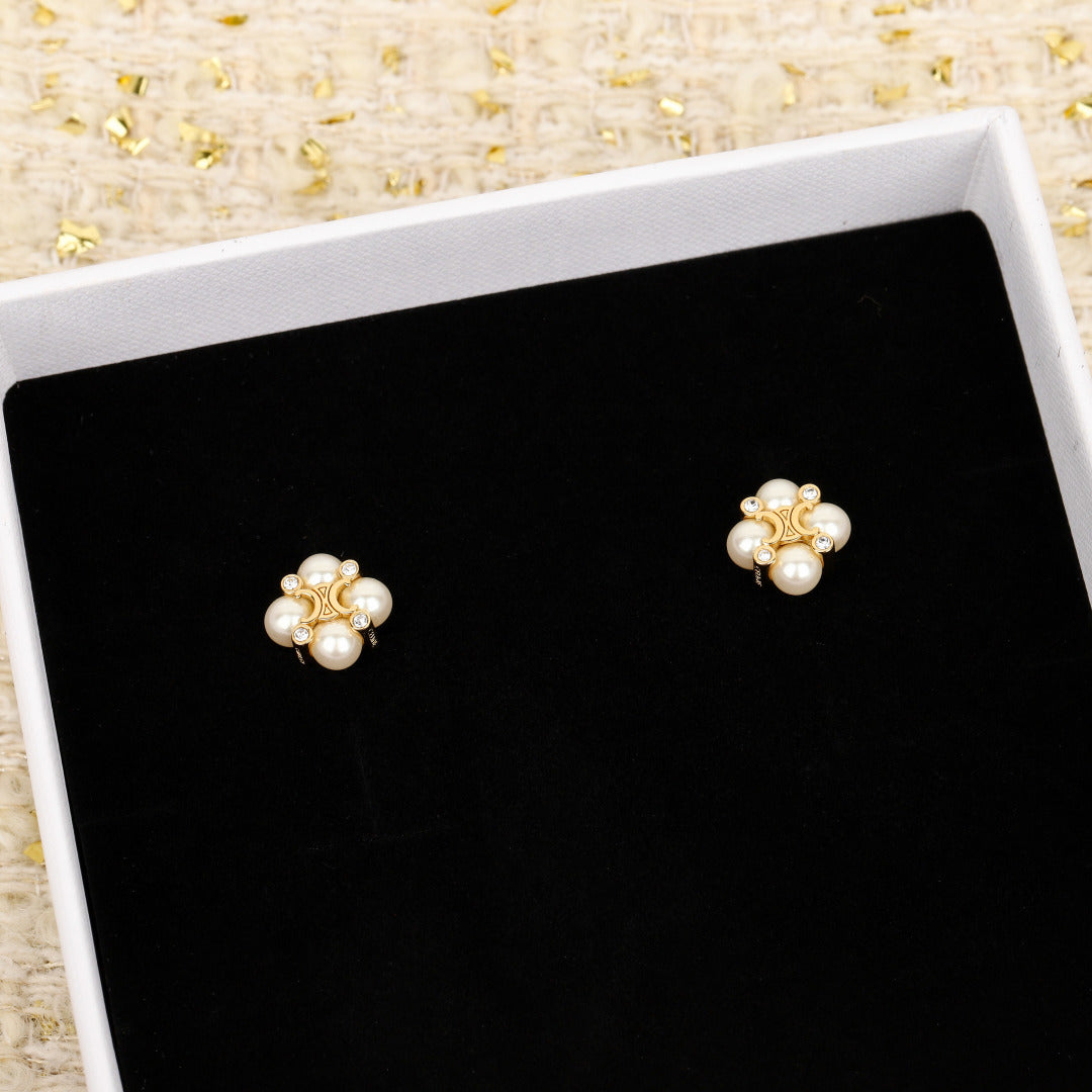 pearl Stud Earrings for unisex couple - alternate angle view 4