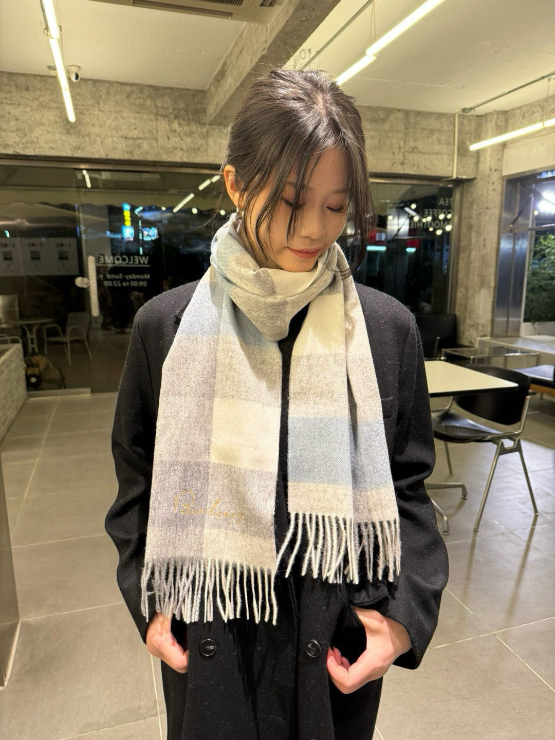 gold velvet minimalist Scarf for men - product detail view