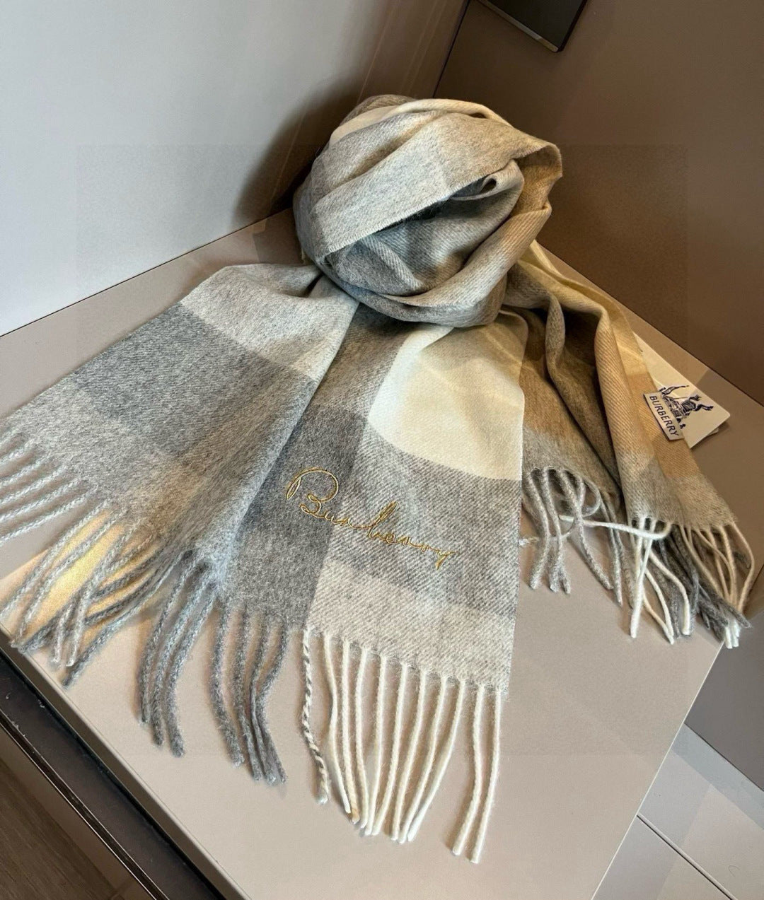 gold velvet minimalist Scarf for men - alternate angle view 5