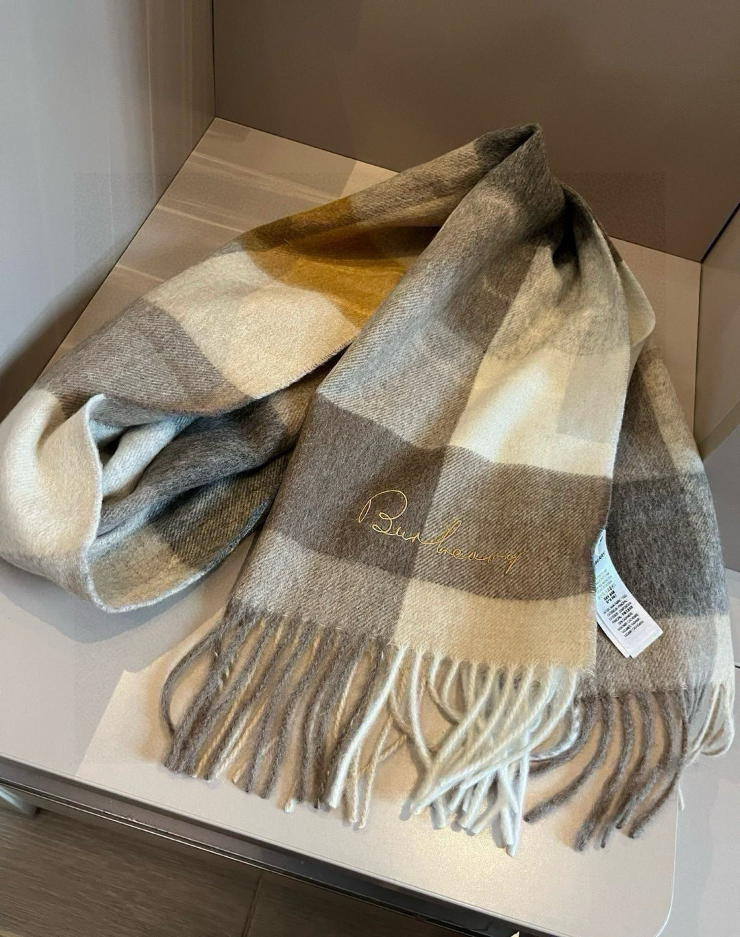 gold velvet minimalist Scarf for men - alternate angle view 6