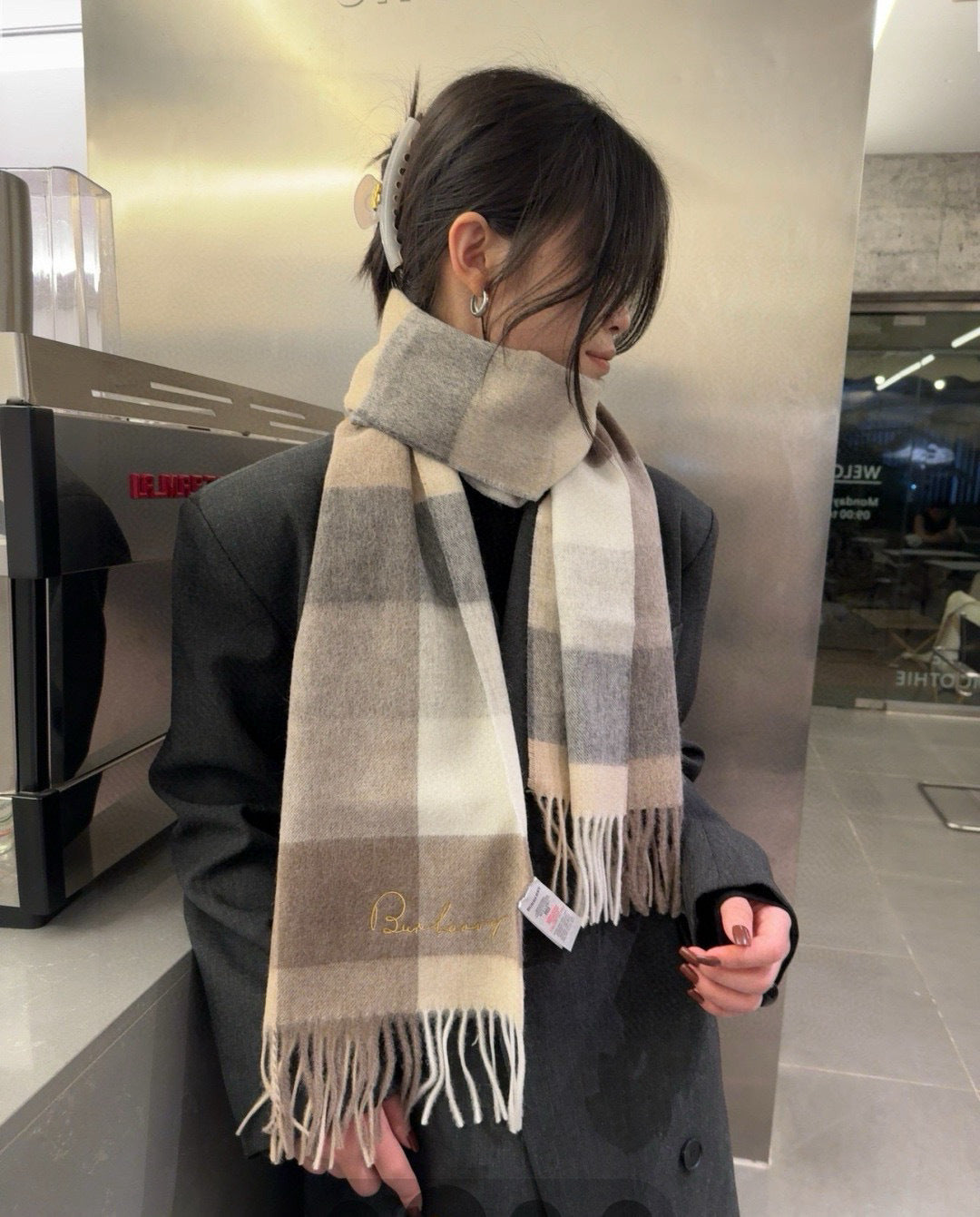 gold velvet minimalist Scarf for men - alternate angle view 2